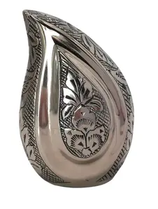 Altamente decoración lágrima plateado acabado hecho a mano grabado aluminio plata lágrima cremación urnas para cenizas - Product Image 2