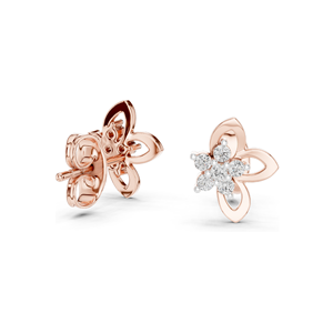 Boucles d'oreilles clous florales en or 18 carats avec diamants de laboratoire de 0,18 ct, clarté VVS-VS EF, disponibles en or jaune, or rose, or blanc et argent - Product Image 4