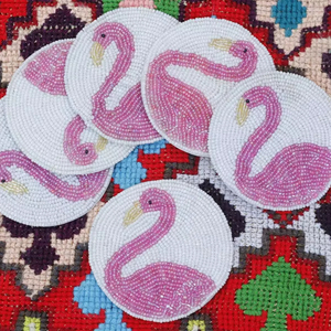 Handmade Glass Beaded <b>Coasters</b>-Classic <b>Drink</b> <b>Coasters</b> with Polyester Backing (4x4 Inch) for Church & Religious Gifts - Product Image 1