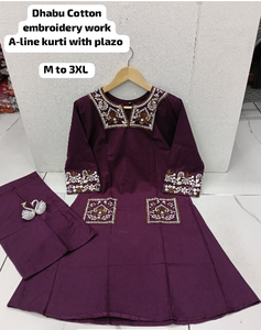 Costumes en coton dhabu pour femmes indiennes et pakistanaises, avec broderie traditionnelle, prêts à porter, ensemble de costume kurta indien pakistanais - Product Image 5