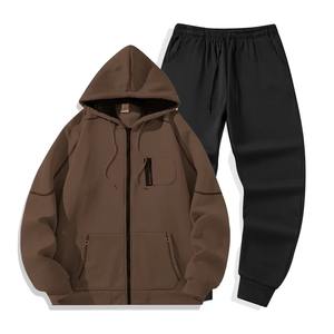 ชุดแจ็กเก็ตขนแกะไซส์ใหญ่สำหรับผู้ชายฤดูใบไม้ร่วงฤดูหนาวชุดเสื้อแจ็กเก็ตกางเกงลำลองมีซิปสำหรับเล่นกีฬาวิ่งฟิตเนส - Product Image 6