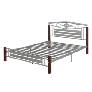 Malaysia Manufacturer Double Metal Bed Frame Queen Size Home Furniture Bedrooms BF-211 with Standard Twin Size Mattresses