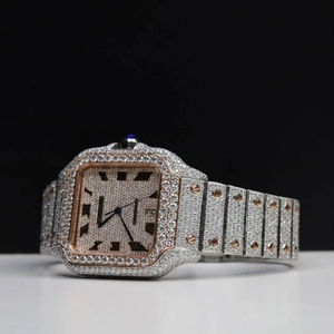 High Quality VVS Moissanite Diamond Wrist <b>Watch</b> <b>for</b> <b>Men</b> Hot Selling Stainless Steel Band Quartz Movement Iced out Hip Hop Style - Product Image 2