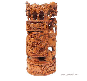 Sculpture d'art indien traditionnel d'éléphant d'Ambari en bois sculptée à la main avec des détails complexes Figurine d'éléphant royal maison - Product Image 1