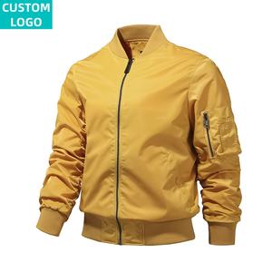 Abrigo corto LOGO personalizado rompevientos Deportes al aire libre Softshell Poliéster Chaqueta de bombardero de satén para hombre - Product Image 1
