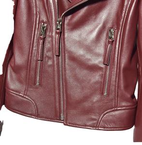 Chaqueta de Motocicleta de Invierno para Mujer, de Cuero Genuino, Bordada y Acolchada, Corte Ajustado, Estilo Biker - Product Image 2