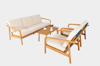 Juego de Sofás de Salón de Estilo Moderno de 4 Piezas, Mesa y Sillas de Madera de Acacia, Muebles para el Hogar de Estilo Nuevo para Sala de Estar
