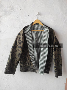 Chaqueta de terciopelo de lujo para mujer, estilo suzani, bordado bohemio hecho a mano, inspiración vintage, motivo tropical, otoño invierno, tejido de algodón. - Product Image 5
