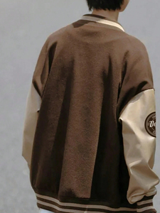 Chaqueta Varsity de Alta Calidad Personalizada con Colores del Estado de Oregón, Chaqueta Bomber para Hombre en Verde y Amarillo con Mangas de Cuero PU y Letras Bordadas - Product Image 2