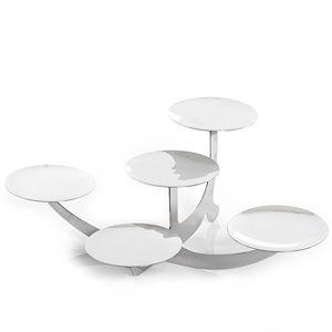 Thiết kế mới nhất Màu bạc Thép không gỉ <span class=keywords><strong>4</strong></span> <span class=keywords><strong>Tier</strong></span> bánh hiển thị máy chủ tùy chỉnh kích thước và hình dạng sô cô la đứng với số lượng lớn - Product Image 3