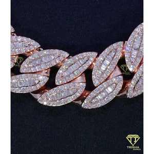 Cadena de eslabones cubana cultivada en laboratorio de 18mm, collar helado con Baguette y corte redondo VVS, probador de diamantes de pases cultivados en laboratorio - Product Image 3