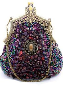 Sacs uniques en broderie durable, meilleur style bohème, travail de broderie, pochettes à main carrées, design fantaisie avec doublure en perles - Product Image 3