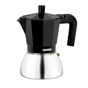 Caffettiera italiana in acciaio inox per induzione, nera, 6 tazze (Monix M863006) - Product Image 1