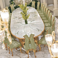 Juego de Mesa y Sillas de Comedor Riva Italiana de Lujo Francés, de Madera Maciza, para 20 Personas, con Cojines Suaves, para Uso en Villas y Hoteles