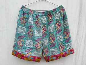 Hot New Vintage Taille Haute Femmes Shorts À La Main Coton Kantha avec Broderie Respirant pour La Saison Du Printemps - Product Image 2