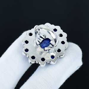 925แข็งลายดอกไม้เงินสเตอร์ลิงแหวนเงินขนาดใหญ่แหวนพลอยพลอยลาพิสจากลาพิสเ Lazuli วงรีหลายรูปวงรีแท้เครื่องประดับที่ดี - Product Image 4