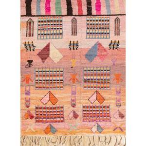 Alfombra de Lana Anudada a Mano Nuray, Patrón Geométrico Rosa y Morado para el Hogar, Pasillo, Sala de Estar, Rectangular, Pae-4523, Técnica de Alfombra Hecha a Mano - Product Image 1