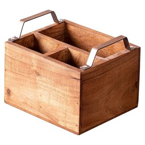 Nuevo Soporte para Cucharas de Madera para Mesa de Comedor, Estante de Cocina Multiusos con Mango de Cobre, Madera de Teca, Mangos de Hierro, Cobre, 3 Secciones - Product Image 1