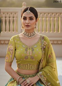 Hermoso clásico Cangiri Choli Tasar poliéster/algodón Gamthi estampado en relieve diseño Gotta Patti imperio silueta hasta el suelo - Product Image 5