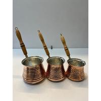 Artisanat antique, théière en cuivre résistant à la chaleur, cafetière avec poignée en bois, style égyptien vintage