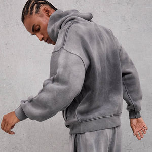 Streetwear personnalisé Ensemble sweat à capuche et pantalon de survêtement 100% coton délavé à l'acide Style poche survêtement survêtement pour hommes - Product Image 4