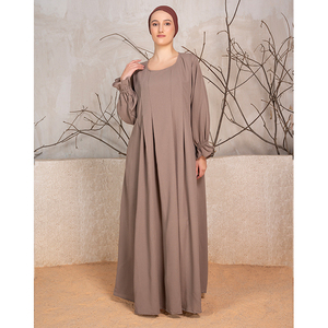 Fourniture d'usine Prière Abaya Ensemble Polyester CYK Crickle Tissu Khimar Femmes Vêtements Islamiques En Gros 2 Pièces Robe Musulmane - Product Image 1