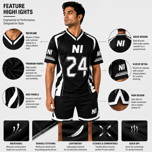 Ensemble maillot et short de football pour homme, léger, respirant, vêtements de sport athlétiques, séchage rapide, vêtements de sport d'équipe - Product Image 5