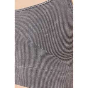 Sujetador deportivo antracita de canalé fino sin relleno con tirantes gruesos - Product Image 5