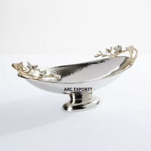Unique Shape 2 Strong Metal Handle <b>Side</b> Gold Leaf Design Fancy Beaded Wholesale Best Top Quality Kitchen Serving Bowls - Product Image 1