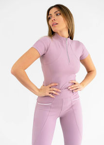 Camiseta de Equitación para Mujer, Ligera, de Manga Corta, Transpirable, Tejido Elástico, Capa Base para Montar a Caballo, OEM - Product Image 4