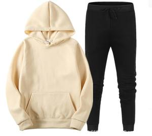 2023 conjuntos de ropa deportiva básica para hombres/mujeres 2 unids/set sudadera ecológica sudaderas con capucha pantalones sólidos Joggers Tops chándales para gimnasio - Product Image 6