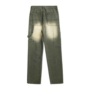 Pantalon en jean noir ample, pantalon en denim vintage délavé à l'acide avec poches décontractées, jean en vente promotionnelle avec logo personnalisé - Product Image 5