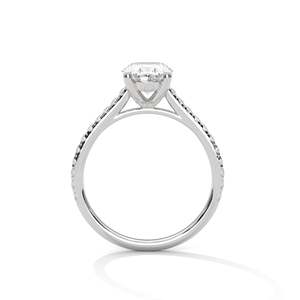 Bague de fiançailles en diamant taille ovale avec bande pavée en or blanc, jaune et rose 10K, 14K, 18K - Product Image 4