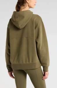 Jersey de lana de algodón pesado para mujer, Top corto de entrenamiento, Sudadera con capucha de gran tamaño con patrón sólido para ejercicio de invierno - Product Image 3