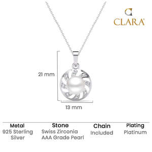 Chaîne pendentif en argent Damsa tendance avec perle naturelle et placage rhodium, diamant taille coussin, motifs floral/pendentif papillon/voiture pour fiançailles - Product Image 5