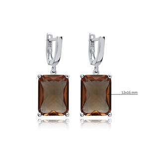 12x16mm Recktangle Forme Dangle Boucle D'oreille Sultanite Pierre 925 En Argent Sterling En Gros Fine Jewelry Turc - Product Image 2