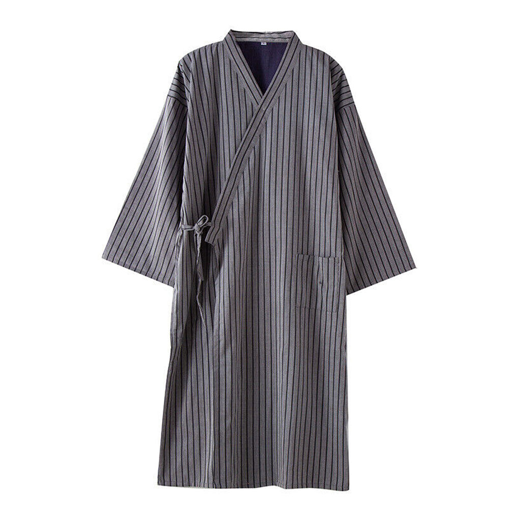 Mens Flannel Gowns Mens Striped Dressing Gown EQCETPF Men's