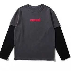 เสื้อยืดแขนยาวผ้าฝ้าย100% สำหรับผู้ชายเสื้อวาฟเฟิลฮิปฮอปลายกราฟิกทรงโอเวอร์ไซส์ - Product Image 6