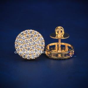 Pendientes de tuerca de Hip Hop de lujo con diamantes cultivados en laboratorio de corte brillante redondo 14Kt oro amarillo VVS claridad - Product Image 3