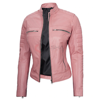 Veste de moto en cuir véritable style motard pour femme, coupe ajustée, logo personnalisé, OEM, marque privée, hiver, coton, nylon