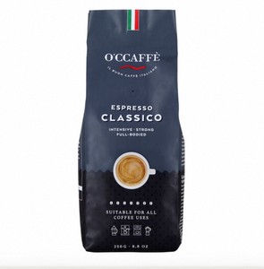Fabriqué en Italie Occaffe Espresso Classico 250g 70% Arabica 30% Robusta Arômes Noisette Grains Italiens pour Cafetière Moka - Product Image 1