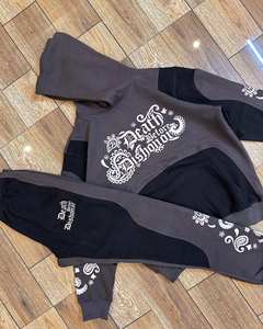 Survêtement à capuche imprimé numérique 100% coton pour hommes survêtement Hip Hop léger à séchage rapide en noir pour l'hiver - Product Image 5