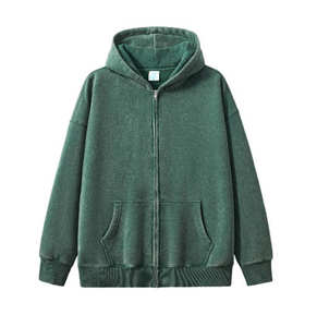 Ropa pesada Rihnstone Custom Plain Zip up Blank Acid Wash Hoodie y pantalones de chándal de pierna ancha holgados Sudaderas con capucha de gran tamaño - Product Image 5