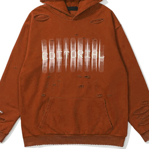 เสื้อฮู้ดดี้ปักลายสไตล์ดิสเทรสสำหรับผู้ชาย พร้อมรายละเอียดการปักแบบพิเศษ เสื้อฮู้ดดี้ปักลายสไตล์ดิสเทรสสำหรับผู้ชาย - Product Image 6