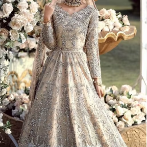 DAZZLING--BRIDAL---BEAUTIFUL et élégant FLOOR--LENGTH --- robe embellie en cristal perles de verre pierre pour mariage = 2021 - Product Image 3