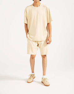 Wholesale Summer Casual Wear 2 Pcs Breathable Street Style Shirt & <b>Shorts</b> Set 360GSM 100% Cotton Custom T-Shirts & <b>Short</b> Set <b>Men</b> - Product Image 4