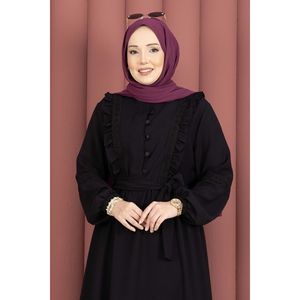 Robe Hijab Africaine Écologique pour Femmes Noires avec Bordure en Dentelle Élégante et Ceinture Manches Longues - Product Image 2
