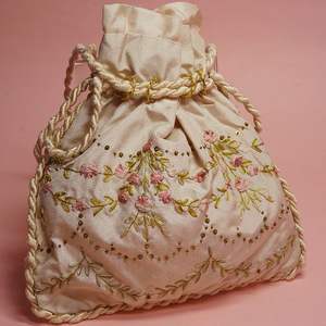 Ethnic Embroidered Drawstring Potli Handbags <b>for</b> Women Lightweight <b>Wedding</b> <b>Clutch</b> with Floral Thread Work and Durable Fabric - Product Image 1