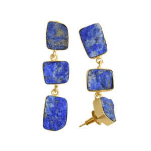 ต่างหูทองเหลืองธรรมชาติ งานฝีมือระดับพรีเมียม ผิวทองเหลืองซาติน ประดับด้วยหินกึ่งมีค่า สไตล์ทันสมัย ขายส่งจำนวนมาก - Product Image 3