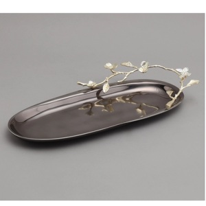 Bandeja de servicio ovalada negra de aluminio para bodas y cenas de Ramadán para servir alimentos y fines decorativos - Product Image 2